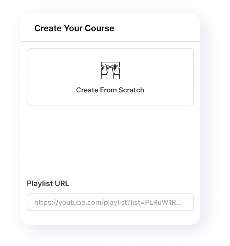Course.link instant course creation from YouTube playlist
